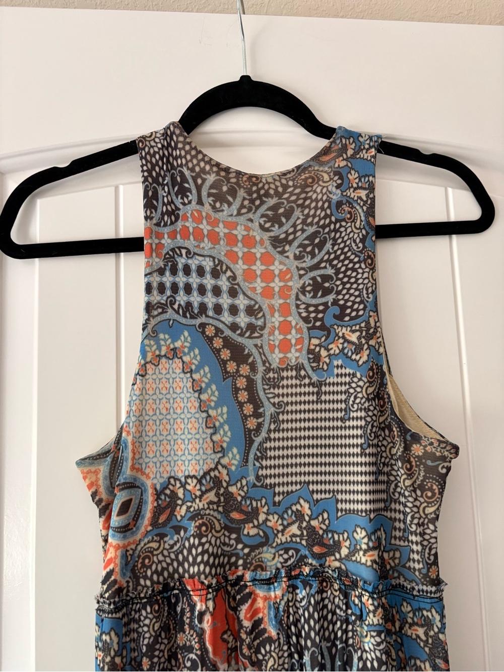 Anthropologie made in San Francisco Boho Maxi Sundress in Blue and Orange - Picture 2 of 5